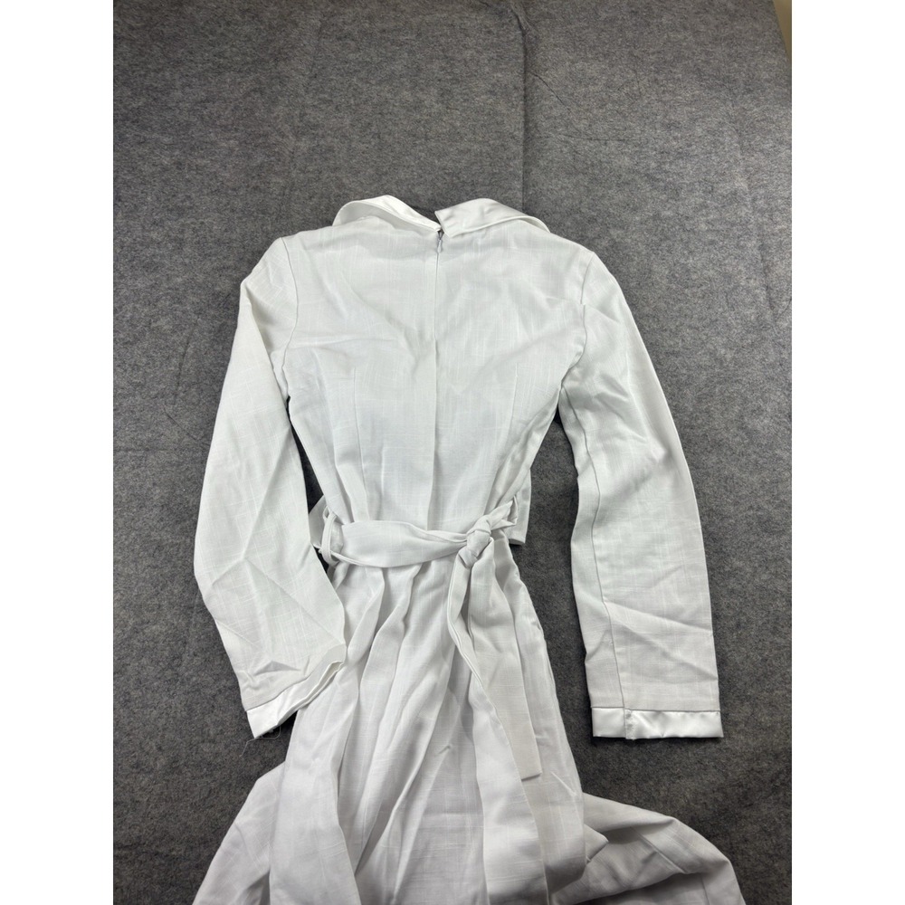 AMBER GARDENIA Women XS white Maxi Wedding Gown Elegant Tie Jacket Old Money SEE - Picture 8 of 9